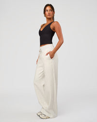 Woman wearing Go-To Wide Leg Track Pant - Silver Marl | Model:Bianca | Size:S | Thumbnail Index: 9