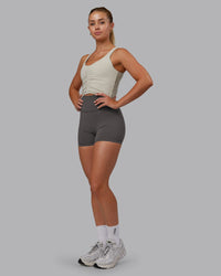 Woman wearing Liberty Ruched Tank - Shale Beige | Model:Hannah | Size:S | Thumbnail Index: 4