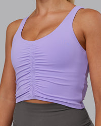 Woman wearing Liberty Ruched Tank - Violet Ray | Model:Hannah | Size:S | Thumbnail Index: 4