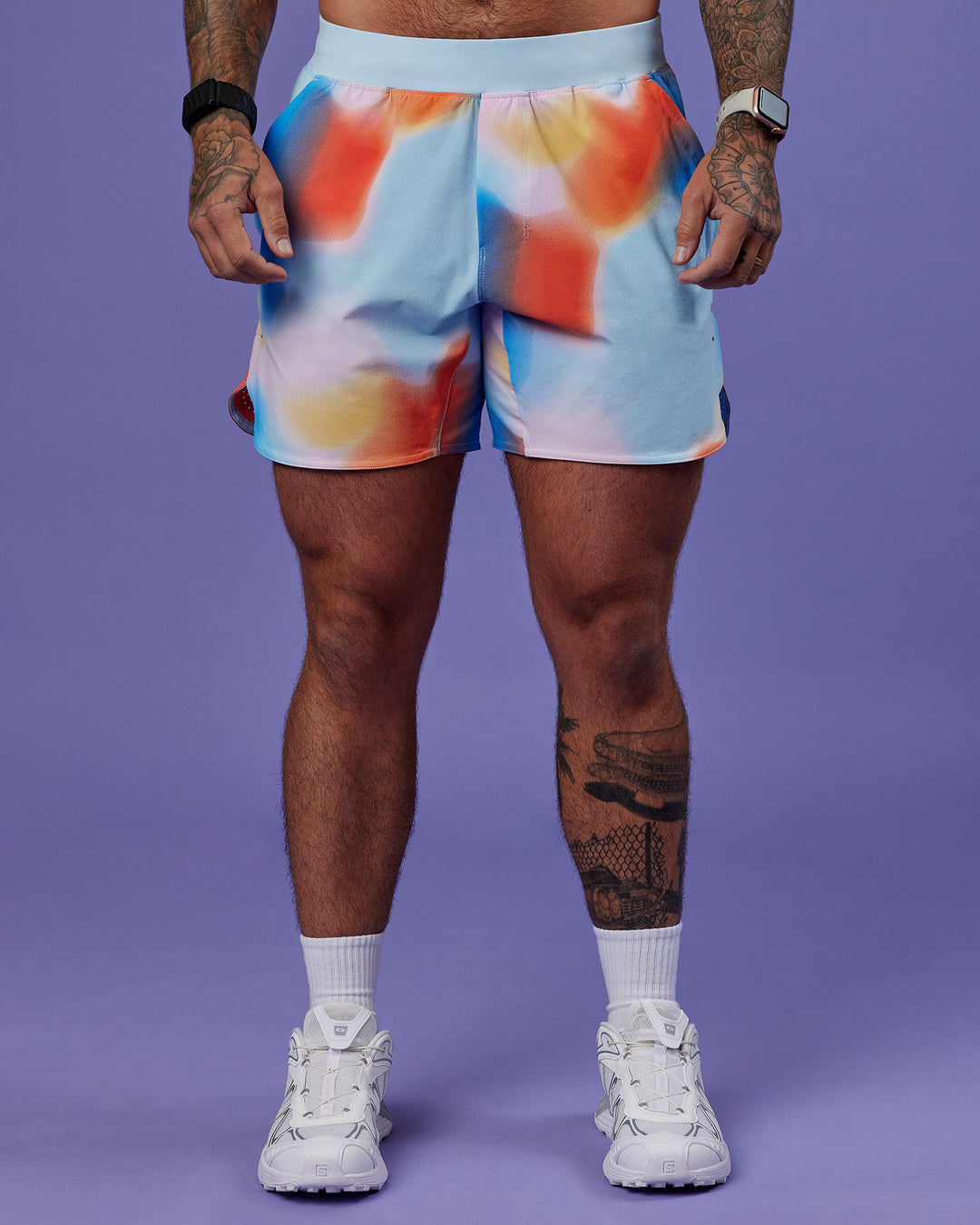 Model wearing Lift 6" Short - Rainbow Shade Print | Model:Tayden | Size:S - view 6