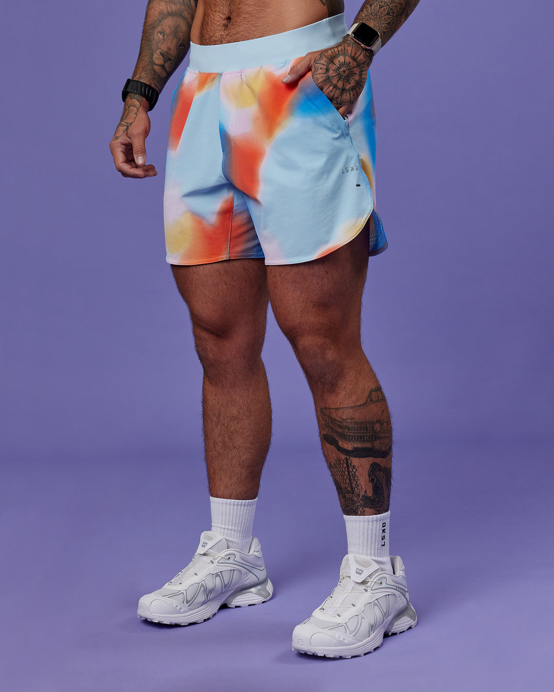 Model wearing Lift 6" Short - Rainbow Shade Print | Model:Tayden | Size:S - view 9