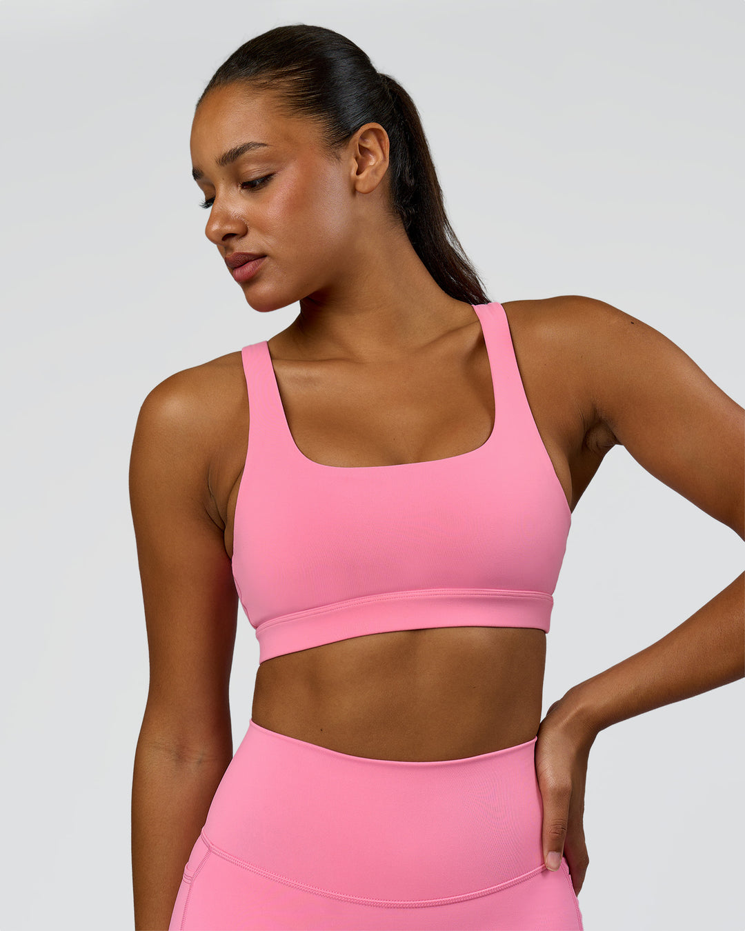 Model wearing Limitless Sports Bra - Candy Pink | Model:Rosie | Size:S - view 5