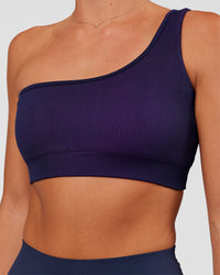 Woman wearing Lively Seamless Ribbed Sports Bra - Future Navy-Ultra Fuchsia | Model:Amity | Size:S | Thumbnail Index: 4