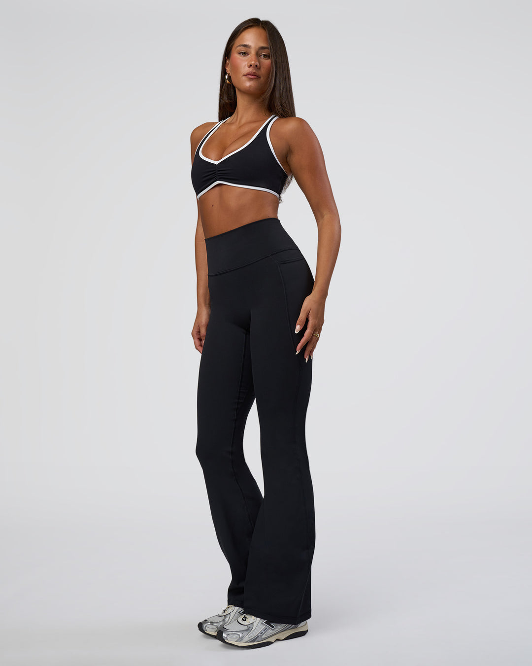 Woman wearing Luminous Sports Bra - Black-White | Model:Bianca | Size:S - view 6