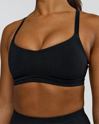 Woman wearing Luna Sports Bra - Black | Model:Rosie | Size:S | Thumbnail Index: 3