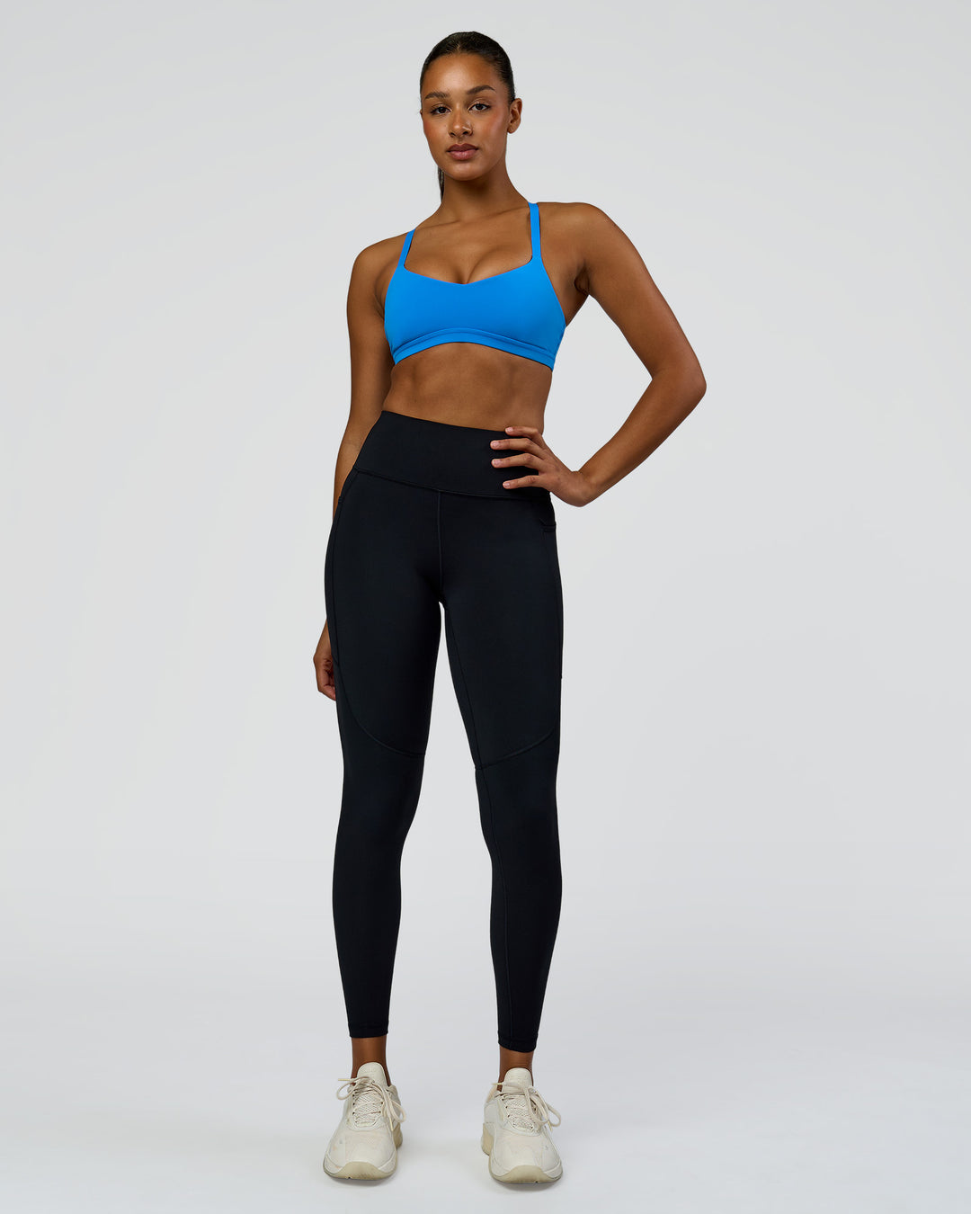 Woman wearing Luna Sports Bra - Palace Blue | Model:Rosie | Size:S - view 6