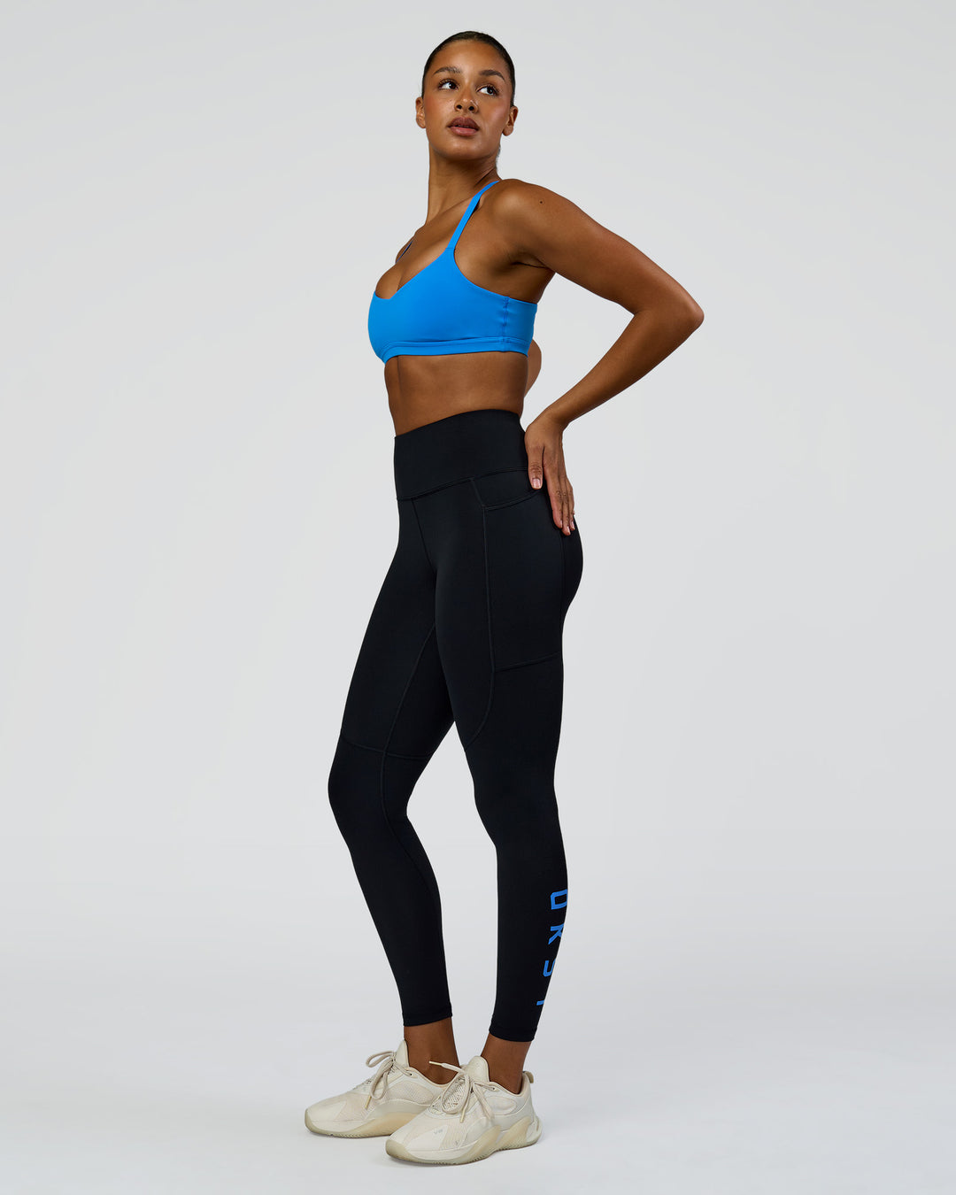 Woman wearing Luna Sports Bra - Palace Blue | Model:Rosie | Size:S - view 8