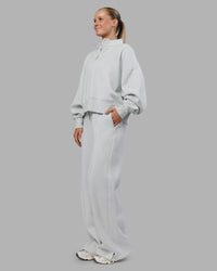 Woman wearing MVP 1/2 Zip Oversized Sweater - Digital Mist | Model:Neve | Size:S | Thumbnail Index: 4