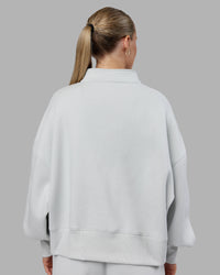Woman wearing MVP 1/2 Zip Oversized Sweater - Digital Mist | Model:Neve | Size:S | Thumbnail Index: 3