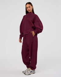 Woman wearing MVP Oversized Slouchy Fit Track Pant - Cherry Lacquer | Model:Brylee | Size:S | Thumbnail Index: 7