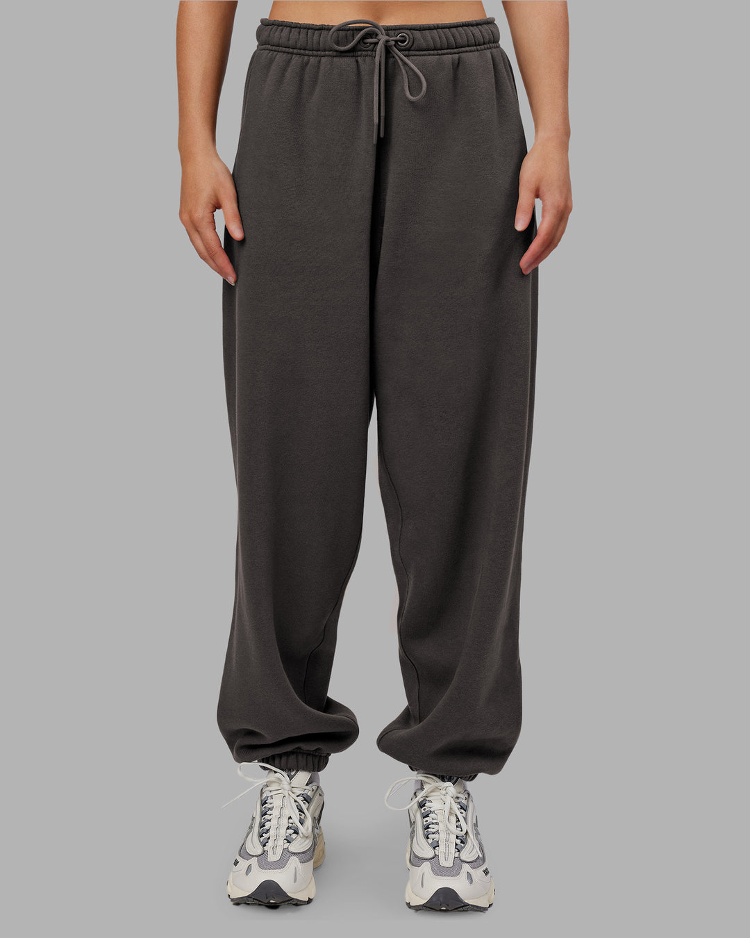 Woman wearing MVP Oversized Slouchy Fit Track Pant - Dark Storm | Model:Neve | Size:S - view 8