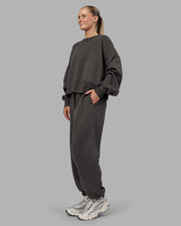 Woman wearing MVP Oversized Slouchy Fit Track Pant - Dark Storm | Model:Neve | Size:S | Thumbnail Index: 6