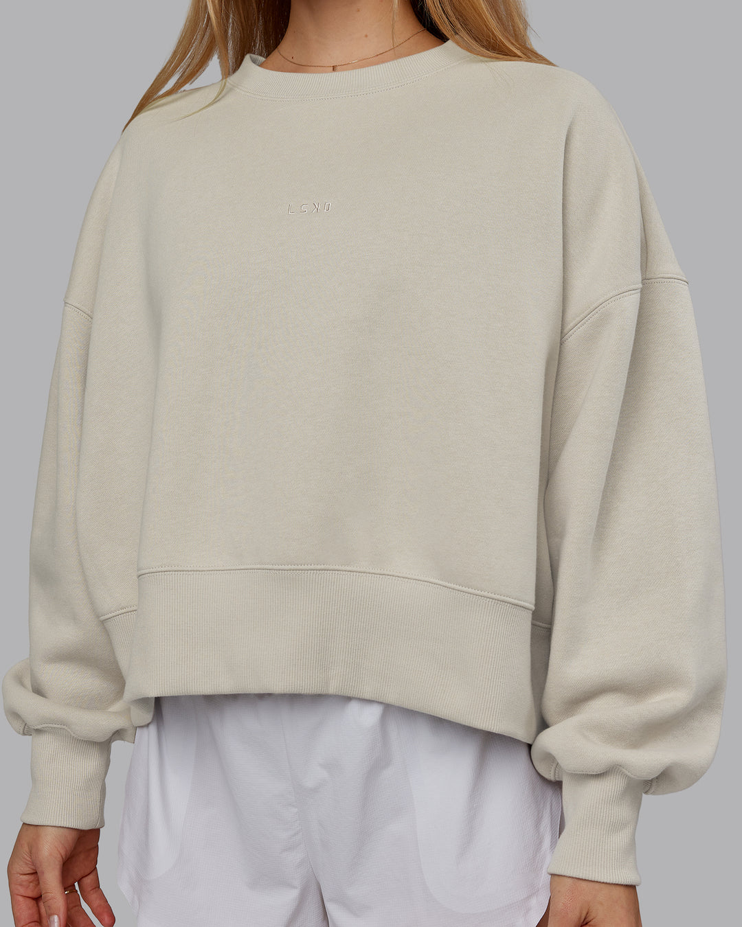 Woman wearing MVP Oversized Sweater - Shale Beige | Model:Emilie | Size:S - view 5