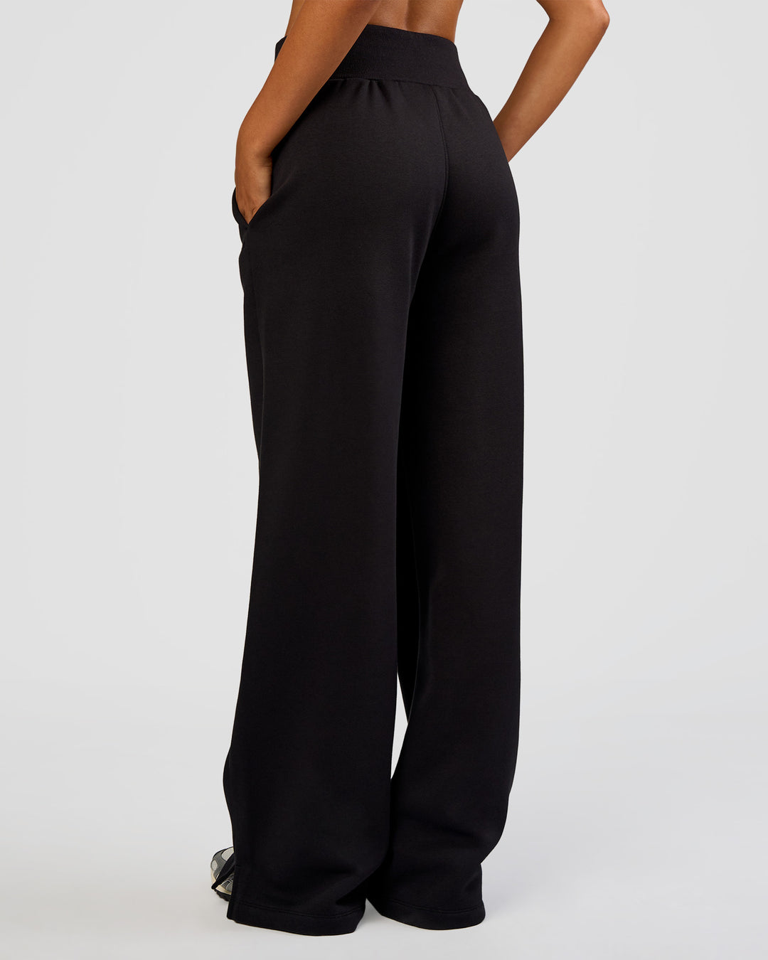 Woman wearing MVP Wide Leg Tall Track Pant - Black | Model:Ruby | Size:S - view 4