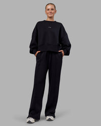 Woman wearing MVP Wide Leg Track Pant - Black | Model:Neve | Size:S | Thumbnail Index: 4