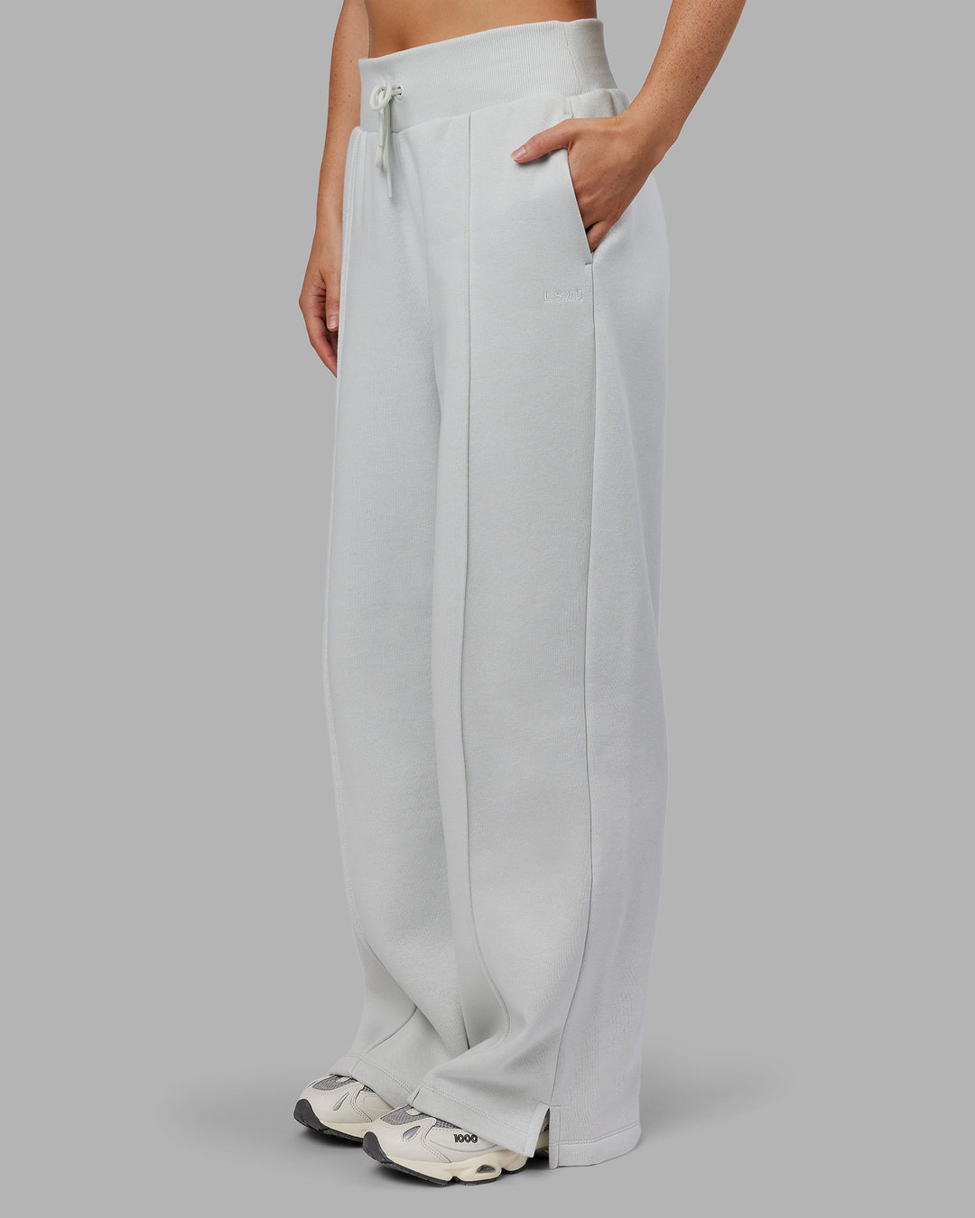 Woman wearing MVP Wide Leg Track Pant - Digital Mist| Model:Neve | Size:S - view 7