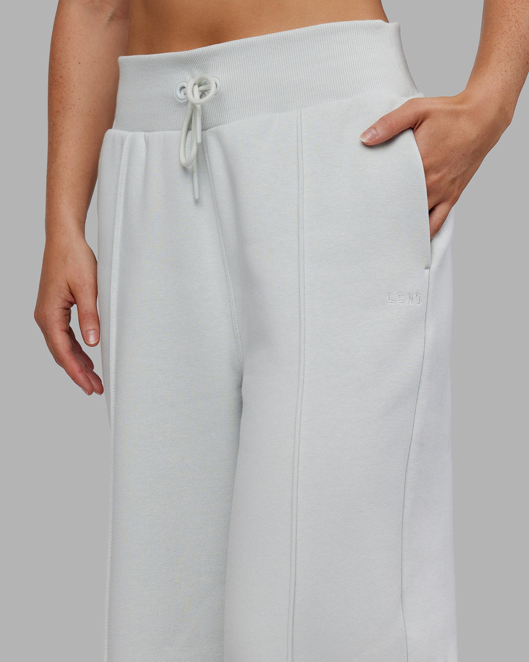 Woman wearing MVP Wide Leg Track Pant - Digital Mist| Model:Neve | Size:S - view 6