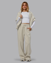 Woman wearing MVP Wide Leg Track Pant - Shale Beige | Model:Emilie | Size:S | Thumbnail Index: 1