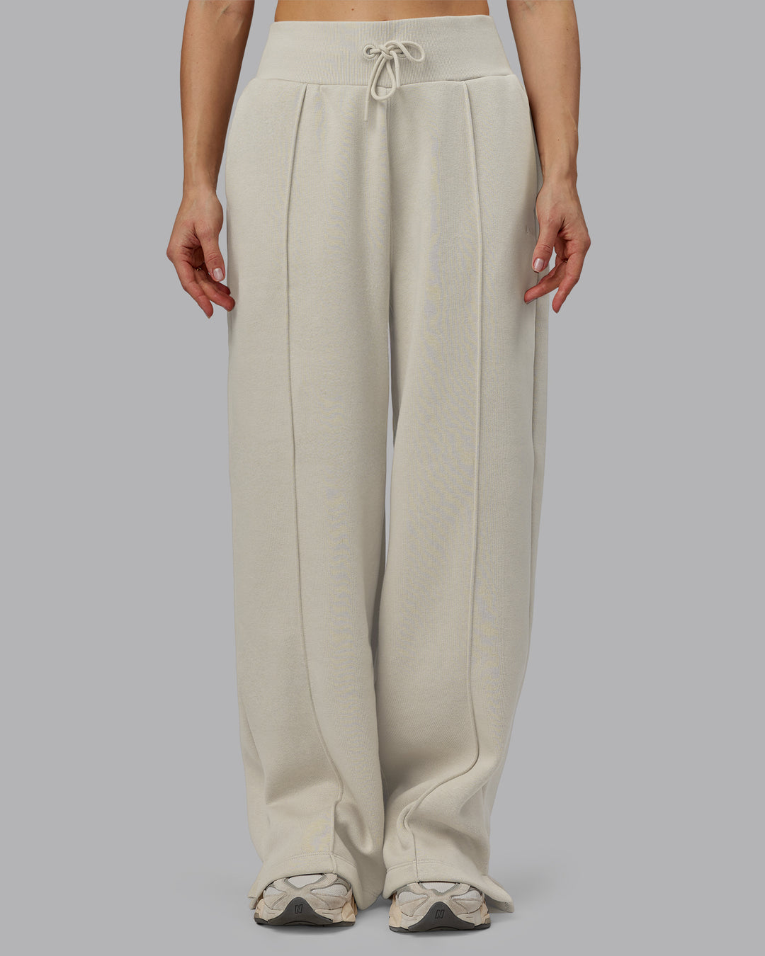 Woman wearing MVP Wide Leg Track Pant - Shale Beige | Model:Emilie | Size:S - view 6