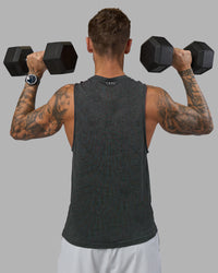Man wearing AeroFLX+ Seamless Muscle Tank - Black Camo-Graphite | Model:Tommy | Size:S | Thumbnail Index: 2