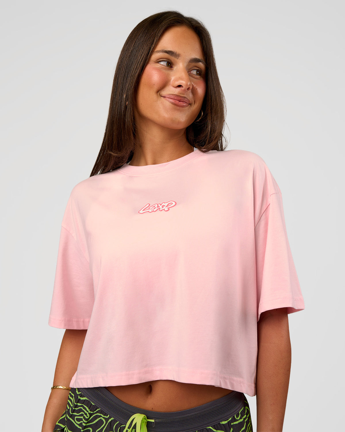 Woman wearing Miami Vibe FLXCotton Cropped Tee - Marshmallow | Model:Bianca | Size:S