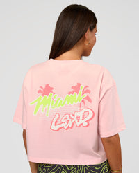 Woman wearing Miami Vibe FLXCotton Cropped Tee - Marshmallow | Model:Bianca | Size:S | Thumbnail Index: 0