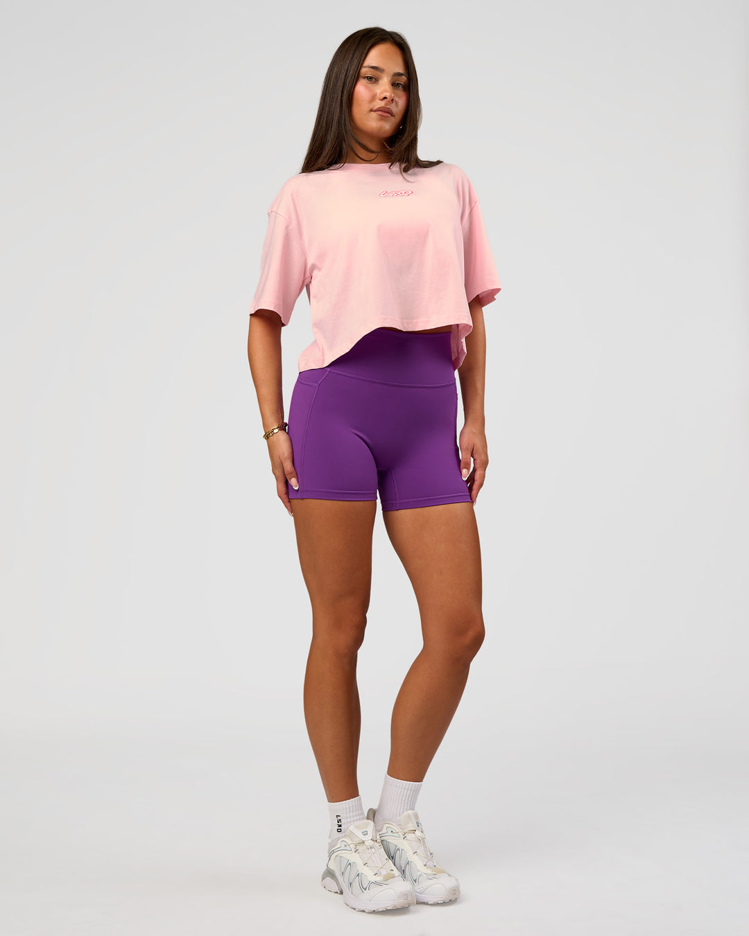 Woman wearing Miami Vibe FLXCotton Cropped Tee - Marshmallow | Model:Bianca | Size:S - view 4