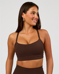 Woman wearing Momentum Sports Bra D/DD/E - Hot Chocolate | Model:Bianca | Size:S | Thumbnail Index: 0