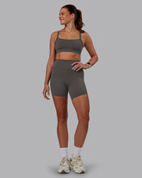 Woman wearing Momentum Sports Bra - Dark Storm | Model:Phoebe | Size:S | Thumbnail Index: 4