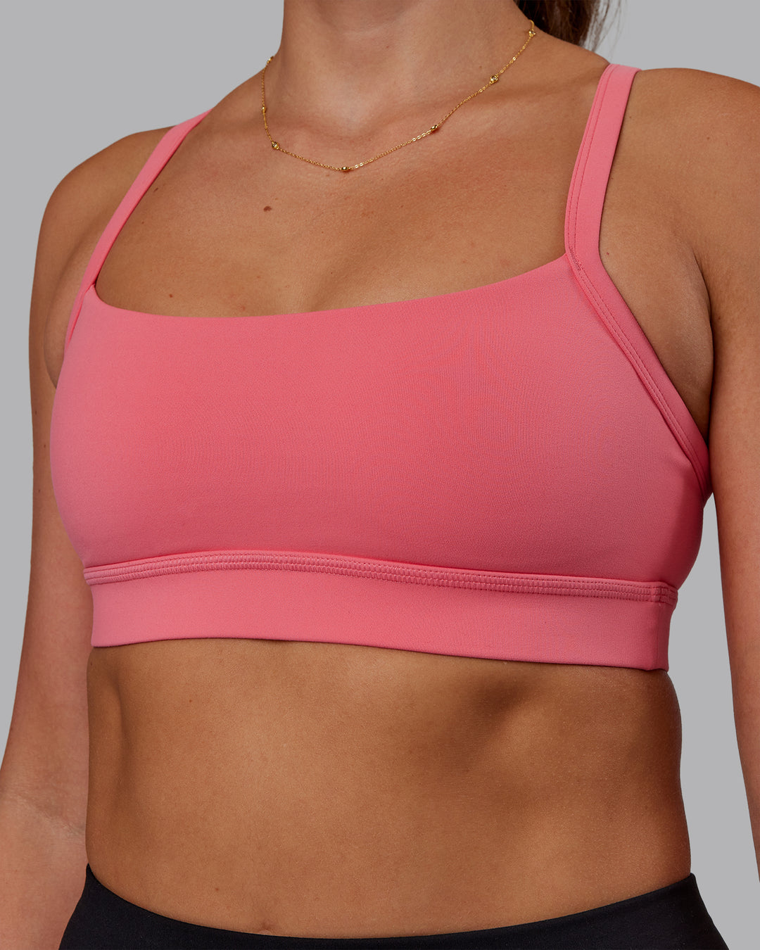 Woman wearing Momentum Sports Bra - Pink Lemonade | Model:Phoebe | Size:S - view 4
