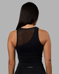 Woman wearing Motion Mesh Shelf Bra Tank - Black | Model:Rhiley | Size:S | Thumbnail Index: 3