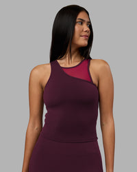 Woman wearing Motion Mesh Shelf Bra Tank - Cherry Lacquer/Plum Berry | Model:Rhiley | Size:S | Thumbnail Index: 0