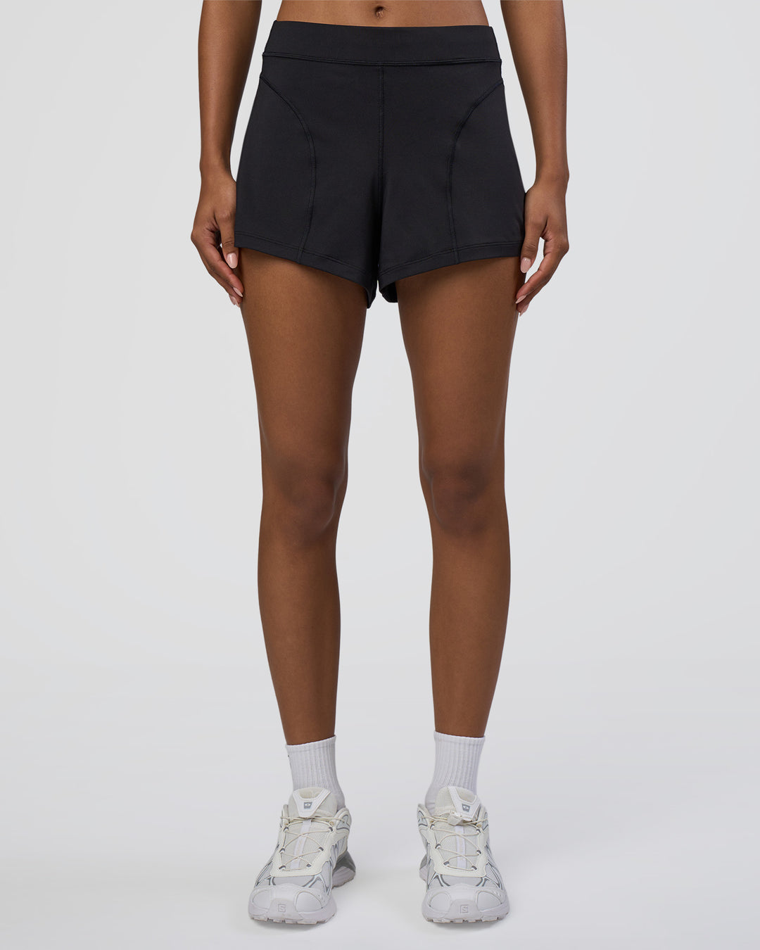 Woman wearing Movement CloudFLX 3" Short - Black | Model:Tomi | Size:S - view 5