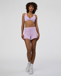 Woman wearing Movement CloudFLX 3" Short - Orchid Bloom Marl | Model:Tomi | Size:S | Thumbnail Index: 7