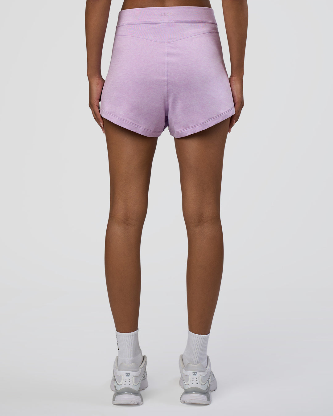 Woman wearing Movement CloudFLX 3" Short - Orchid Bloom Marl | Model:Tomi | Size:S - view 3