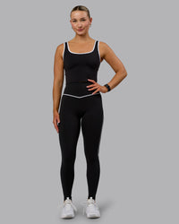 Woman wearing Nexus Active Tank - Black-White | Thumbnail Index: 2