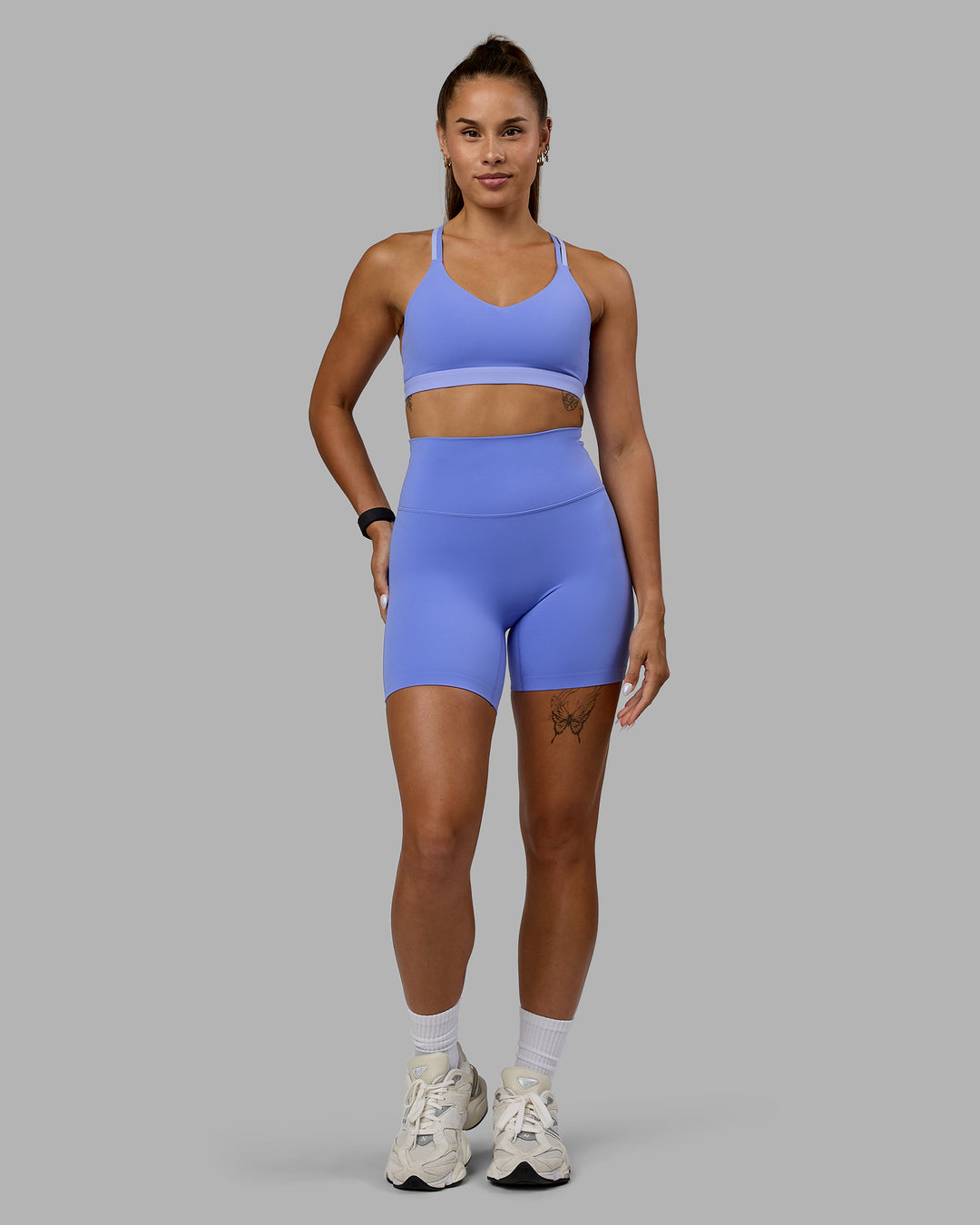 Woman wearing Nexus Sports Bra - Indulgent Blue - view 7