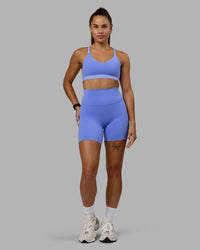 Woman wearing Nexus Sports Bra - Indulgent Blue | Thumbnail Index: 6