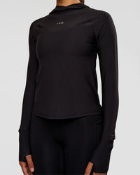Woman wearing On the Run Long Sleeve - Black | Model:Rosie | Size:S | Thumbnail Index: 6