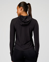 Woman wearing On the Run Long Sleeve - Black | Model:Rosie | Size:S | Thumbnail Index: 1