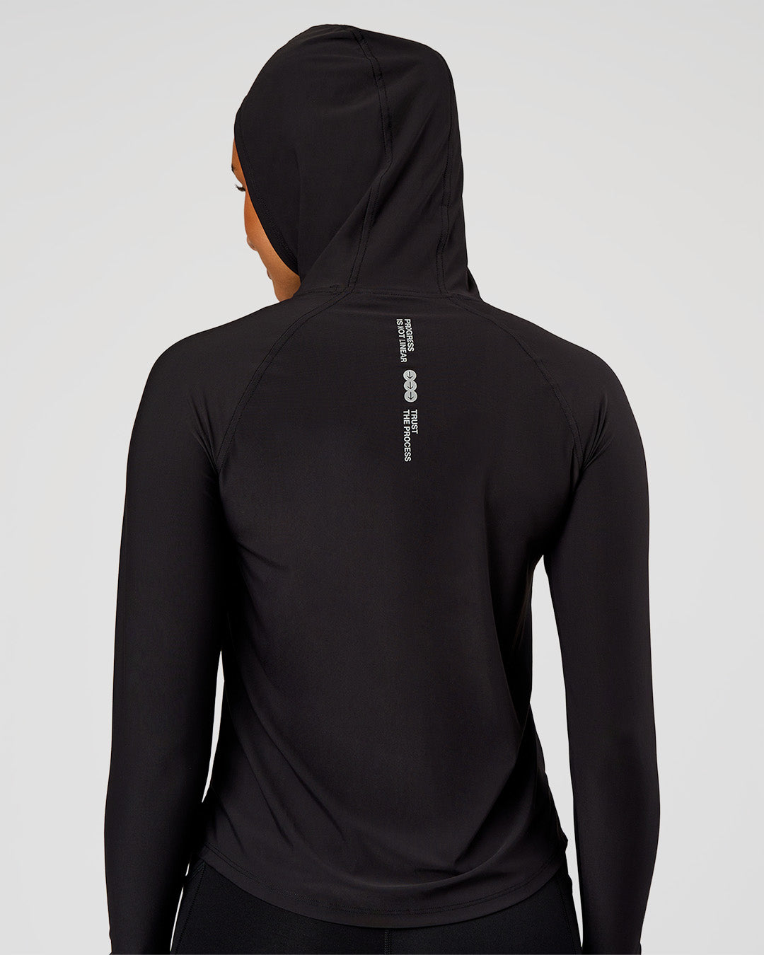 Woman wearing On the Run Long Sleeve - Black | Model:Rosie | Size:S - view 5