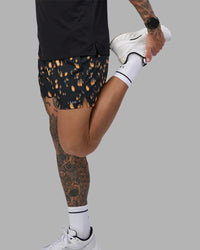Man wearing Pace 5" Lined Running Short - Markings Black Print | Model:Tommy | Size:S | Thumbnail Index: 1