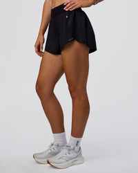 Woman wearing Pacer 3" Run Short - Black | Model:Emelia | Size:S | Thumbnail Index: 2