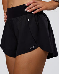 Woman wearing Pacer 3" Run Short - Black | Model:Emelia | Size:S | Thumbnail Index: 0