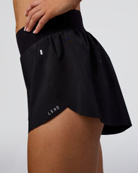 Woman wearing Pacer 3" Run Short - Black | Model:Emelia | Size:S | Thumbnail Index: 3