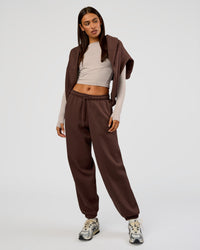 Woman wearing Post Train Hoodie - Hot Chocolate | Model:Ruby | Size:S | Thumbnail Index: 4