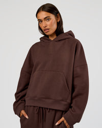 Woman wearing Post Train Hoodie - Hot Chocolate | Model:Ruby | Size:S | Thumbnail Index: 0
