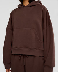 Woman wearing Post Train Hoodie - Hot Chocolate | Model:Ruby | Size:S | Thumbnail Index: 5