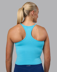 Woman wearing Power Performance Tank - Blue Atoll | Model:Katie | Size:S | Thumbnail Index: 6