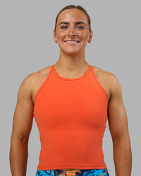 Woman wearing Power Performance Tank - Ultra Orange | Model:Georgia | Size:S | Thumbnail Index: 5